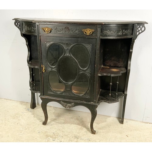 608 - ORNATE EBONISED CABINET WIDTH 121cm