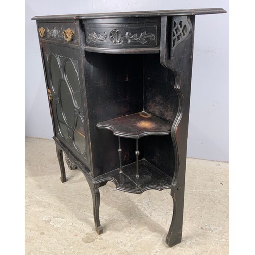 608 - ORNATE EBONISED CABINET WIDTH 121cm