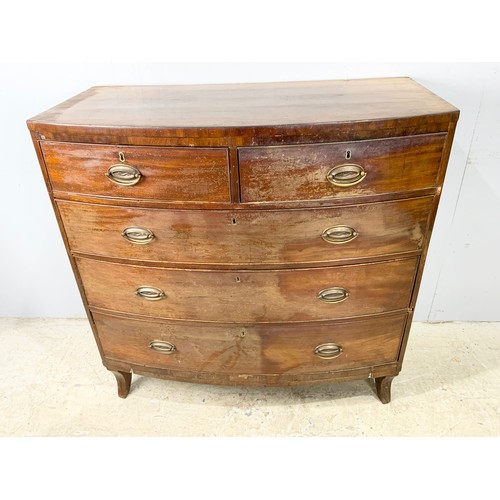 520 - MAHOGANY BOW FRONT CHEST OF 2 OVER 3 DRAWERS – AF WIDTH 106cm