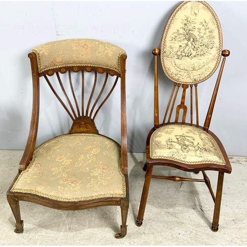 671 - PAIR OF CHAIRS AND 2 BEDROOM UPHOLSTERED CHAIRS