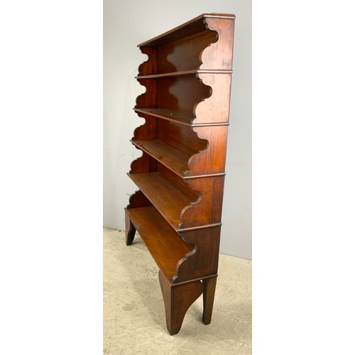 529 - MAHOGANY WATERFALL SET OF BOOK SHELVES / CASE WIDTH 109cm. 162cm TALL