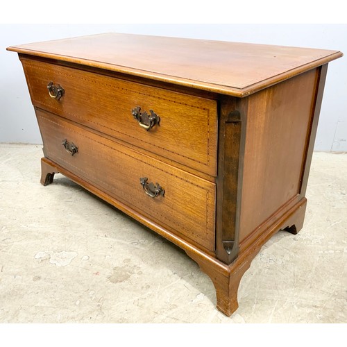 523 - LOW INLAID MAHOGANY CHEST OF 2 DRAWERS WIDTH 100cm