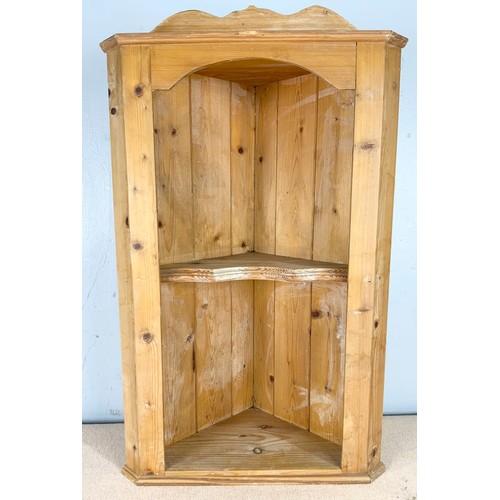 642 - PINE WALL HANGING CORNER CUPBOARD  70cm TALL