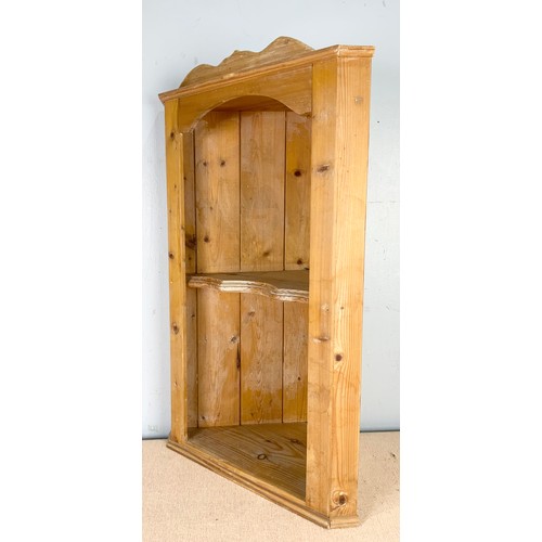 642 - PINE WALL HANGING CORNER CUPBOARD  70cm TALL