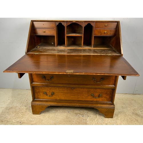 601 - OAK BUREAU WITH FITTED INTERIOR WIDTH 92cm