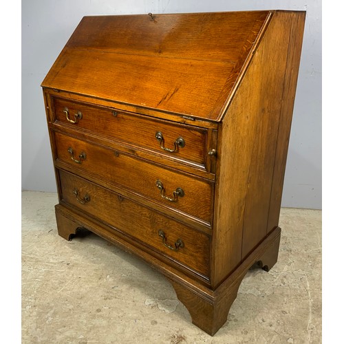 601 - OAK BUREAU WITH FITTED INTERIOR WIDTH 92cm