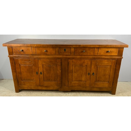 561 - HEAVY BYLAWS STYLE OAK DRESSER BASE WIDTH 201cm