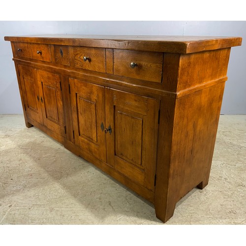 561 - HEAVY BYLAWS STYLE OAK DRESSER BASE WIDTH 201cm