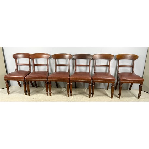 668 - SET OF  6 MAHOGANY BAR BACK DINING CHAIRS WITH LEATHER SEATS