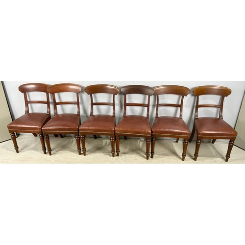 668 - SET OF  6 MAHOGANY BAR BACK DINING CHAIRS WITH LEATHER SEATS