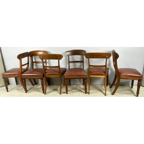 668 - SET OF  6 MAHOGANY BAR BACK DINING CHAIRS WITH LEATHER SEATS