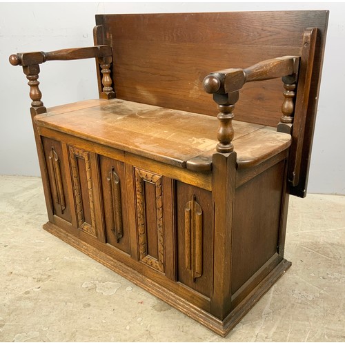 579 - OAK MONKS BENCH / BOX SETTLE WIDTH 99cm