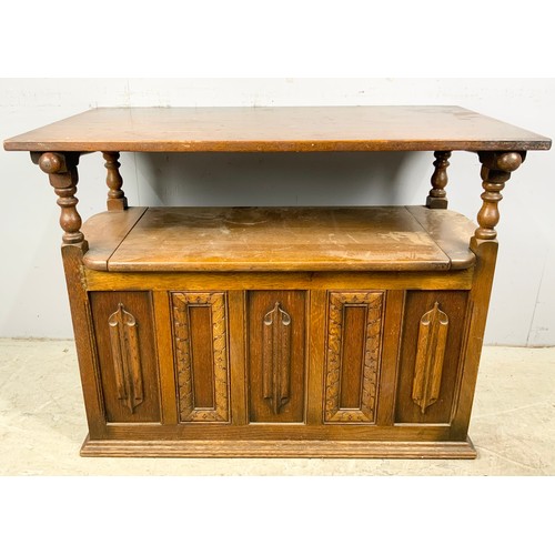 579 - OAK MONKS BENCH / BOX SETTLE WIDTH 99cm