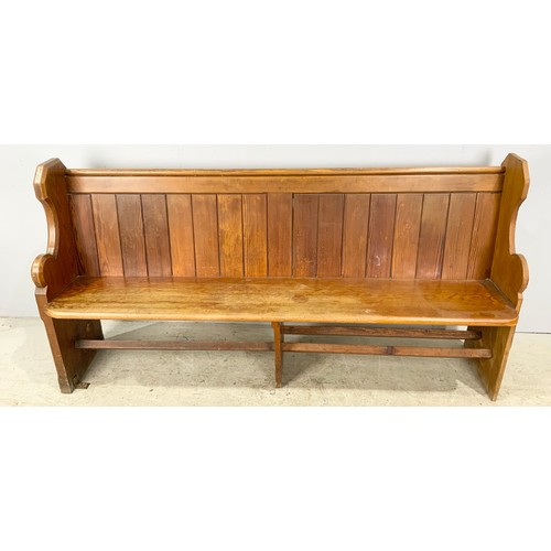 580 - PITCH PINE PEW WITH BOOK REST WIDTH 183cm