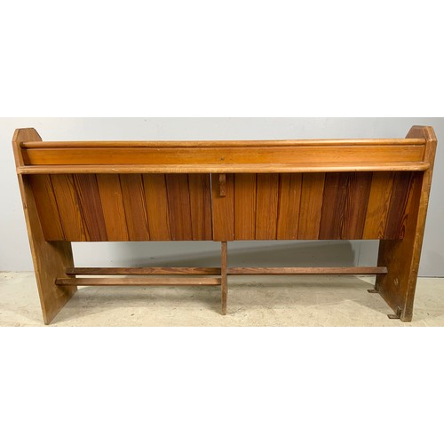 580 - PITCH PINE PEW WITH BOOK REST WIDTH 183cm