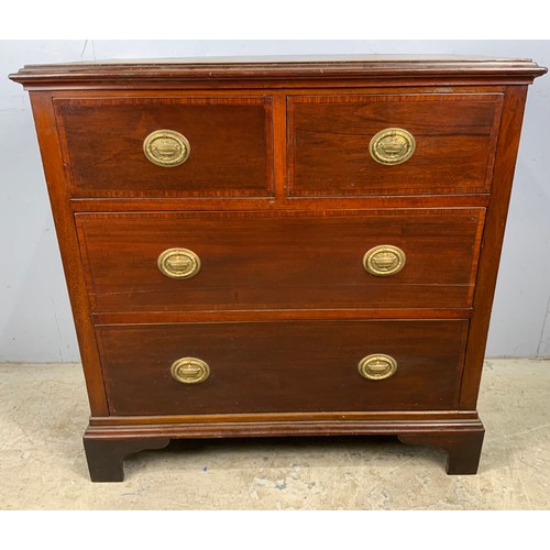 564 - MAHOGANY CHEST OF 2 OVER 2 DRAWERS ON BRACKET FEET