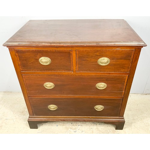 564 - MAHOGANY CHEST OF 2 OVER 2 DRAWERS ON BRACKET FEET