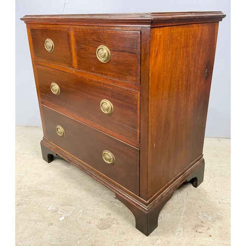 564 - MAHOGANY CHEST OF 2 OVER 2 DRAWERS ON BRACKET FEET