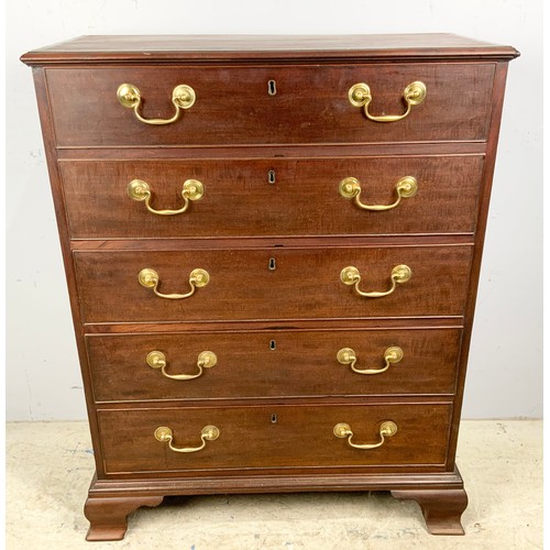 606 - MAHOGANY CHEST OF 5 LONG DRAWERS WIDTH 79cm