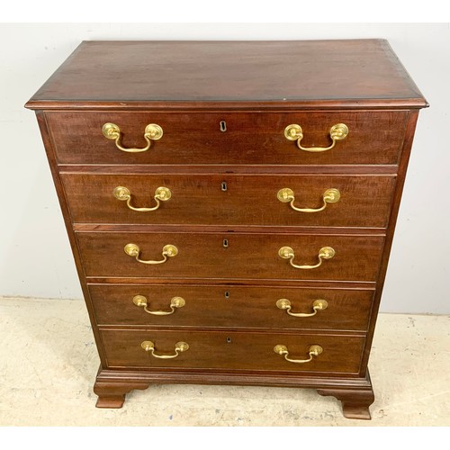 606 - MAHOGANY CHEST OF 5 LONG DRAWERS WIDTH 79cm