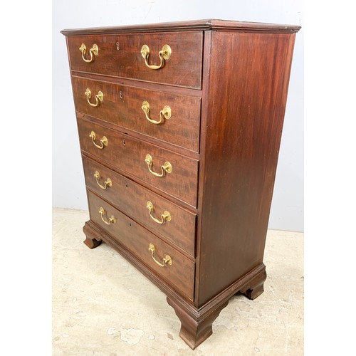 606 - MAHOGANY CHEST OF 5 LONG DRAWERS WIDTH 79cm