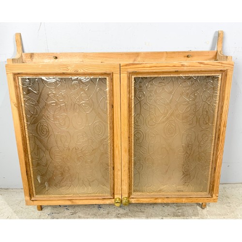 638 - PINE GLAZED WALL CABINET WIDTH 90cm