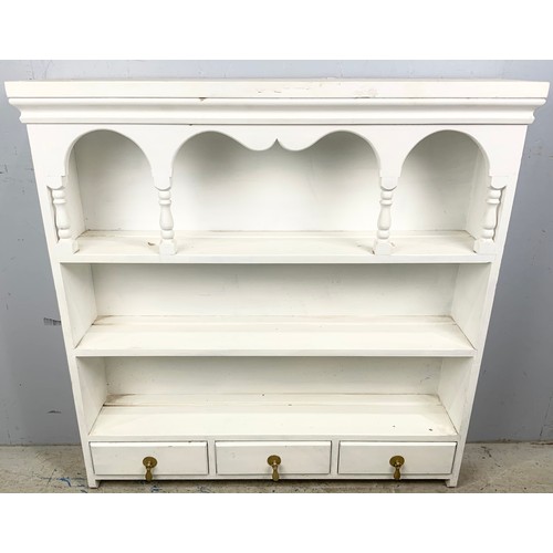 639 - PAINTED WALL SHELVES WIDTH 93cm. 94cm TALL