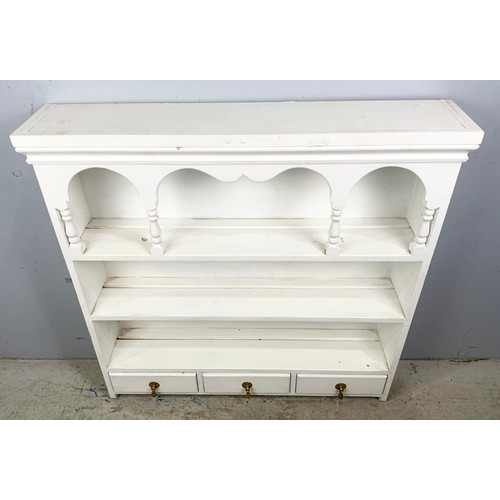 639 - PAINTED WALL SHELVES WIDTH 93cm. 94cm TALL