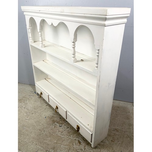 639 - PAINTED WALL SHELVES WIDTH 93cm. 94cm TALL