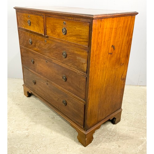 567 - MAHOGANY CHEST OF 2 OVER 3 DRAWERS ON BRACKET FEET WIDTH 108cm