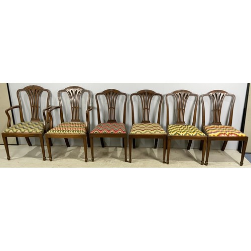 650 - SET OF 6  ( 4 +2 ) GOOD QUALITY HEPPLEWHITE STYLE DINING CHAIRS  WITH DROP IN SEATS & STYLISH UPHOLS... 