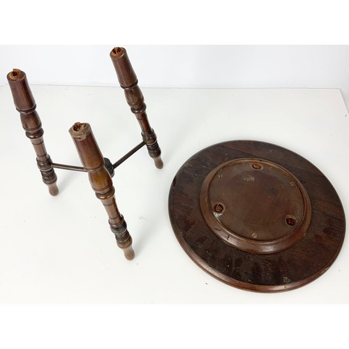 629 - ELEGANT SMALL MAHOGANY INLAID TRIPOD WINE TABLE 37cm DIAMETER AF