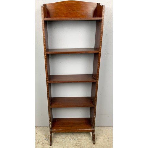 594 - INLAID MAHOGANY NARROW BOOKCASE WIDTH 41cm, 115cm TALL