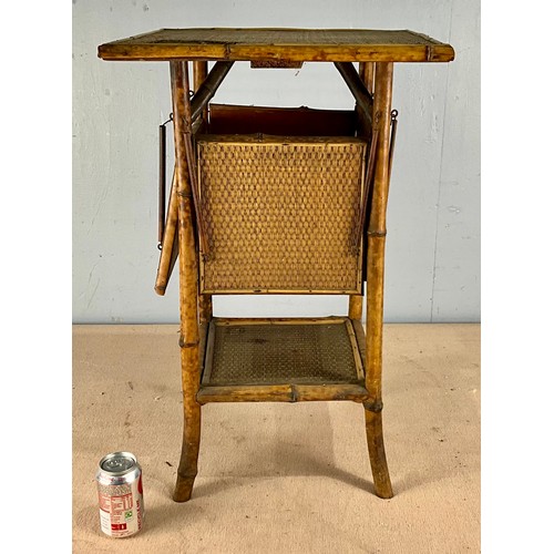 525 - VINTAGE BAMBOO TABLE WITH COLLAPSIBLE SIDE PANELS. 72cm Tall