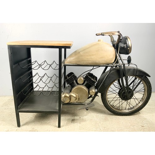 562 - UNUSUAL TRIUMPH MOTORCYCLE WINE RACK / TABLE BAR WIDTH 150cm IDEAL SHOP / PUB / MAN CAVE DISPLAY