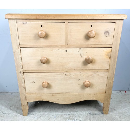 611 - PINE CHEST OF 2 OVER 2 DRAWERS WIDTH 87cm