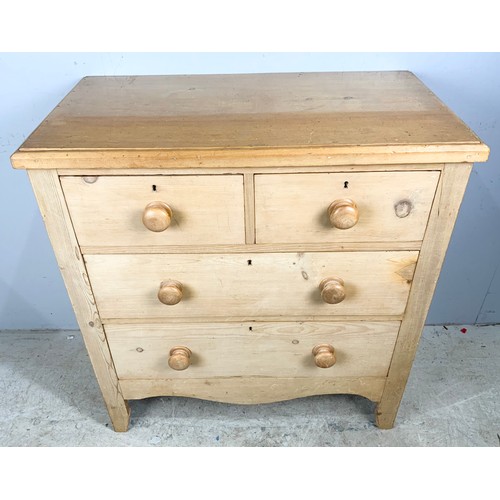 611 - PINE CHEST OF 2 OVER 2 DRAWERS WIDTH 87cm