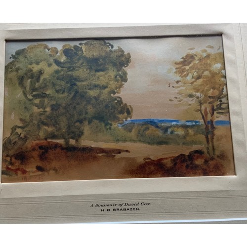 8 - SMALL WATERCOLOUR INITIAL SIGNATURE HBB MOUNTED A SOUVENIR OF DAVID COX  H B BRABAZON  20cm x 13cm F... 