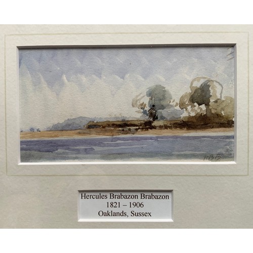 10 - SMALL WATERCOLOUR OF A COSTAL SCENE INITIAL SIGNATURE HBB  MOUNTED AND TITLED HERCULES BRABAZON BRAB... 