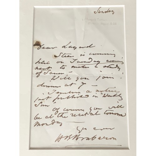 11 - 2 HAND WRITTEN LETTERS  SIGNED HB BRABAZON  FRAMED AND TITLED SOCIAL LIFE OF ARTIST HERCULES BRABAZO... 