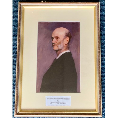 5 - OIL ON PAPER PORTRAIT OF A GENTLEMEN SIGNED TO MR BRABAZON JOHN S SARGENT TITLED HERCULES  BRABAZON ... 