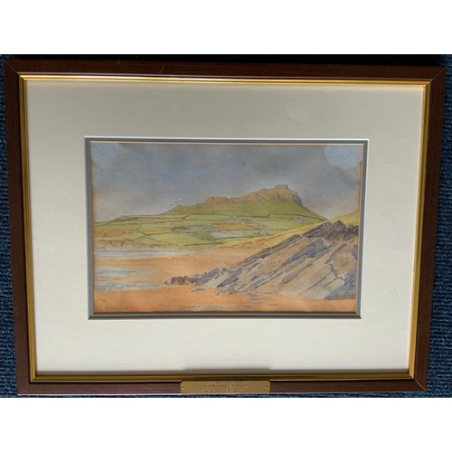 13 - WATERCOLOUR TITLED  'WHITE SANDS BAY SAINT DAVIDS' SIGNED A T GRIFFITH  29.5cm  x 19.5cm  MOUNTED WH... 