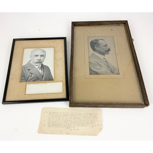 12 - 2 PHOTOGRAPHS DEPICTING SIR EDWARD ELGAR WITH AUTOGRAPHS AND ASSOCIATED PROVENANCE RELATING TO ARTHU... 