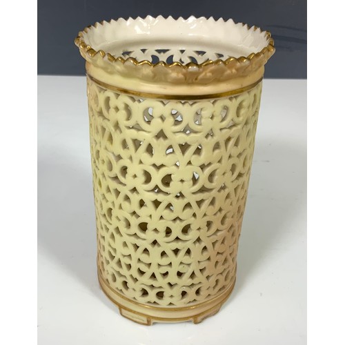 37 - TWO LOCKE AND CO RETICULATED VASES TALLEST 20cm