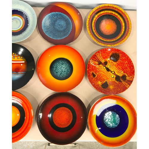 49 - SET OF 9 POOLE POTTERY PLANETS CHARGER DESIGNED BY ALAN CLARKE IN LIVING GLAZE TO CELEBRATE THE ALIG... 