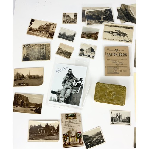 90 - MISC. MILITARY EPHEMERA INC. QUEEN MARY CHRISTMAS 1914 TIN, VARIOUS REAL PHOTO AND OTHER POSTCARDS I... 