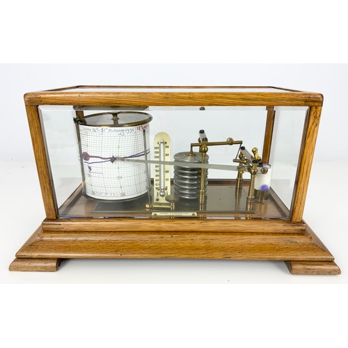 115 - JAMES LUCKING AND CO. OPTICIANS, BIRMINGHAM BAROGRAPH IN FITTED LIGHT OAK GLAZED CASE