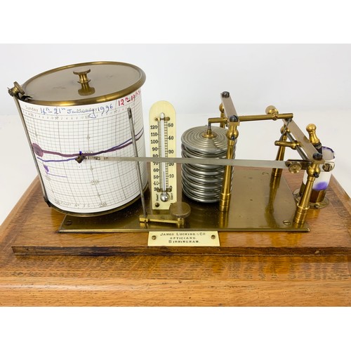 115 - JAMES LUCKING AND CO. OPTICIANS, BIRMINGHAM BAROGRAPH IN FITTED LIGHT OAK GLAZED CASE