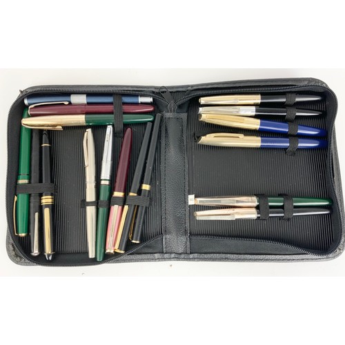 137 - 2 POUCHES OF VARIOUS MISC. VINTAGE FOUNTAIN PENS INC. ITALIAN AND OSMIROID ETC.