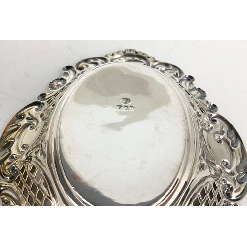 222 - SILVER LIMITED EDITION SILVER JUBILEE BOWL WITH 2 SCROLL HANDLES & PIERCED AND EMBOSSED SILVER DISH ... 